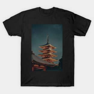 horyuji tokyo temple, dark temple design, aesthetic art T-Shirt